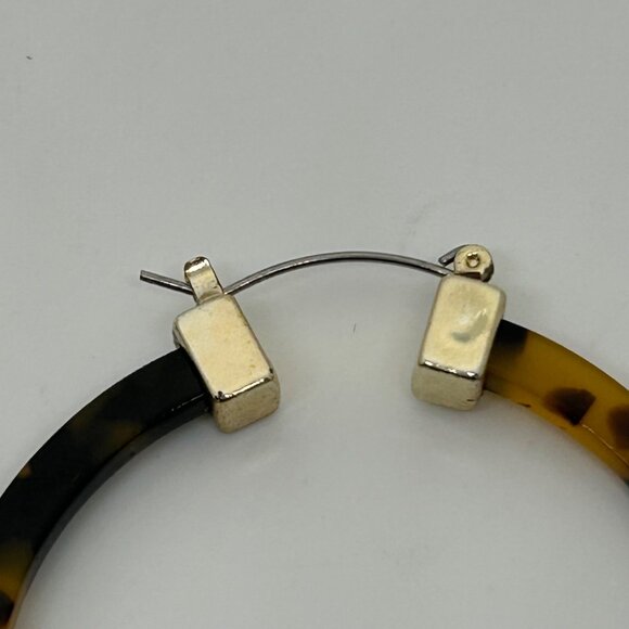 Faux Tortoise Acrylic Hoop Earrings With Silver-Tone Accents Statement 2 inches - Picture 13 of 15